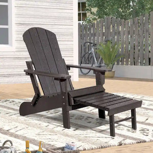 Seaton Folding Poly Adirondack Chair with Pull-out Ottoman