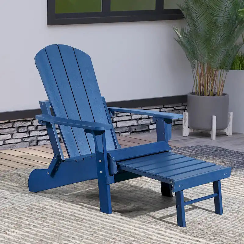 Seaton Folding Poly Adirondack Chair with Pull-out Ottoman
