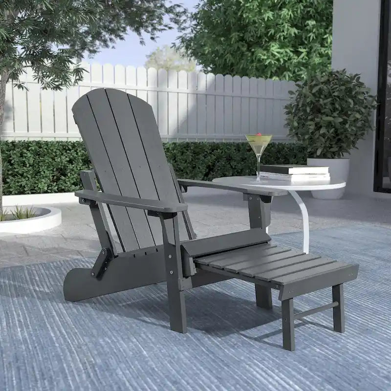 Seaton Folding Poly Adirondack Chair with Pull-out Ottoman