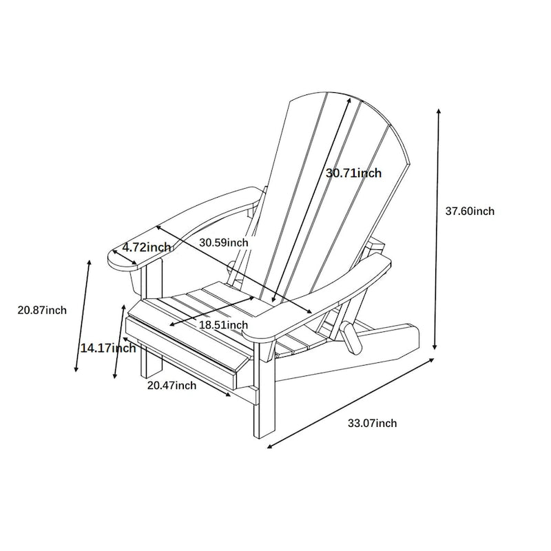 Seaton Folding Poly Adirondack Chair with Pull-out Ottoman
