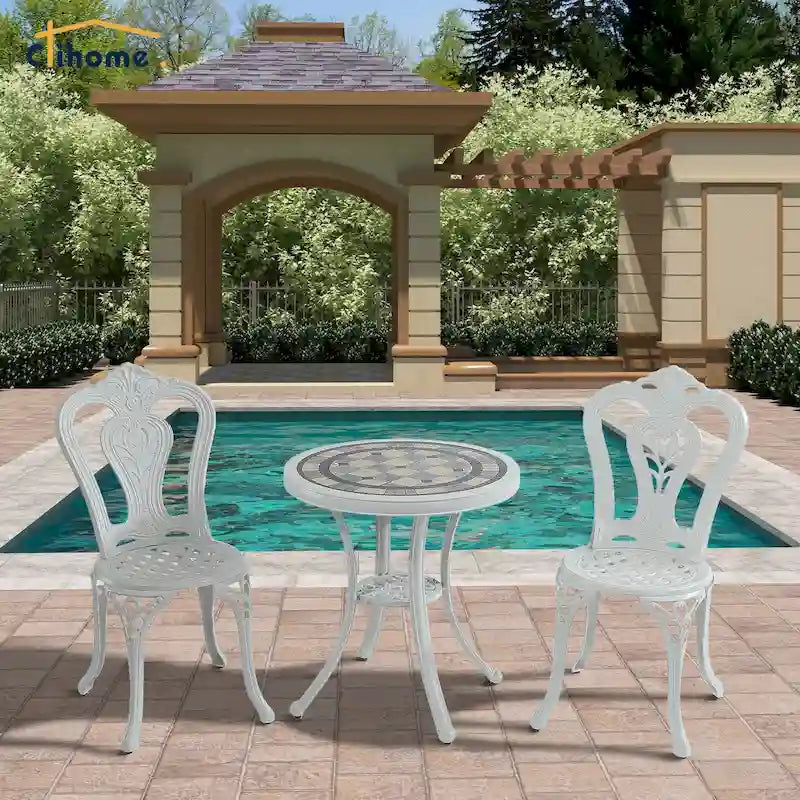 3-Piece Cast Aluminum Outdoor Patio Bistro Set