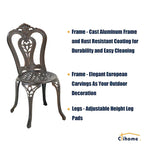 3-Piece Cast Aluminum Outdoor Patio Bistro Set