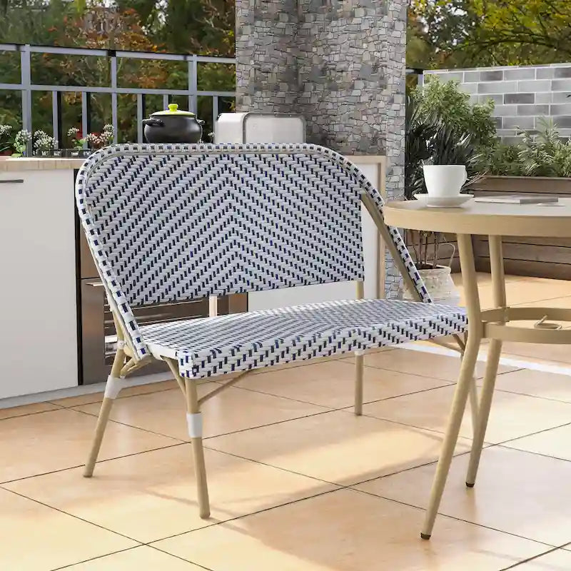 Ariel Beach Natural Tone Aluminum Patio Bench by Furniture of America