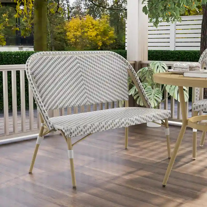 Banc de patio en aluminium ton naturel Ariel Beach de Furniture of America