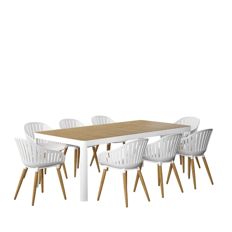 Amazonia Champs 9pc Outdoor FSC Certified Wood Outdoor Patio Dining Set