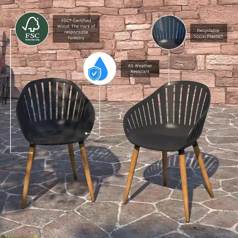 Amazonia Champs 9pc Outdoor FSC Certified Wood Outdoor Patio Dining Set