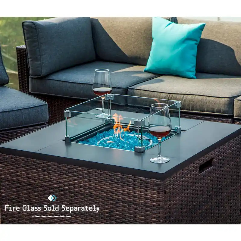 COSIEST 7 Piece Outdoor Patio Furniture Set With Fire Table Fits Tank Outside