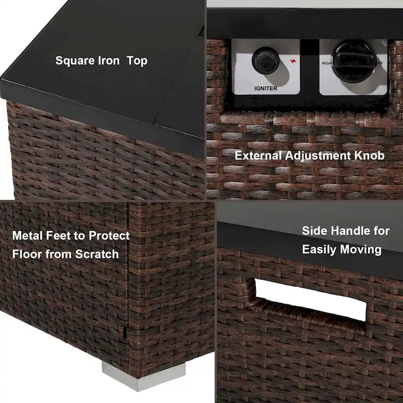 COSIEST 7 Piece Outdoor Patio Furniture Set With Fire Table Fits Tank Outside