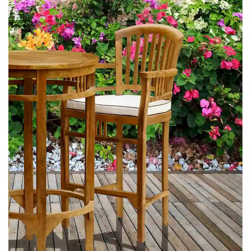 Chic Teak Orleans Teak Wood Indoor/ Outdoor Bar Stool Chair With Arms