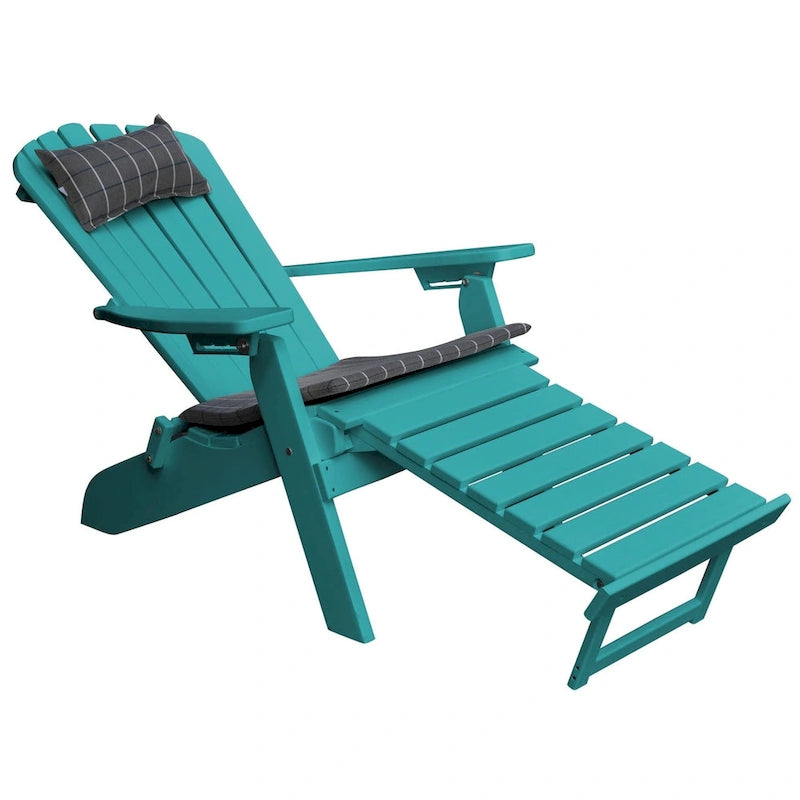 Poly Folding and Reclining Adirondack Chair with Pullout Ottoman