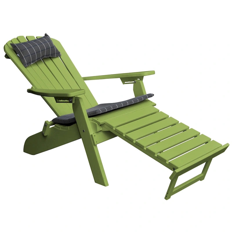 Poly Folding and Reclining Adirondack Chair with Pullout Ottoman