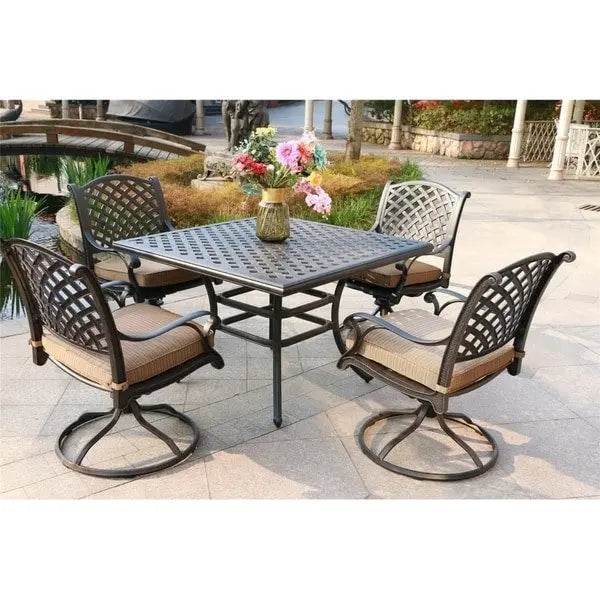 South Ponto 5-piece Aluminum Square Dining Set with Swivel Chairs by Havenside Home