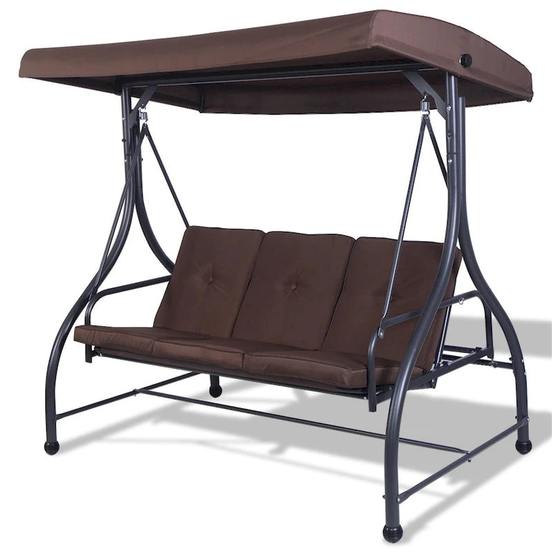 3-Seats Patio Swing Canopy Hammock Porch Swing Glider