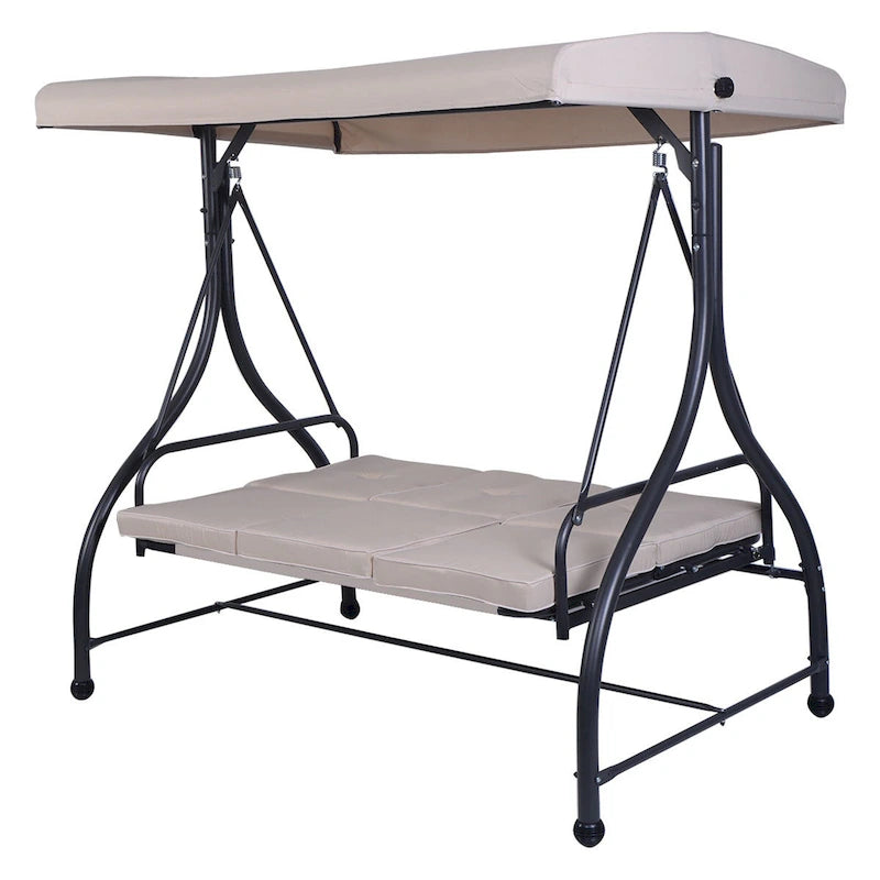 3-Seats Patio Swing Canopy Hammock Porch Swing Glider