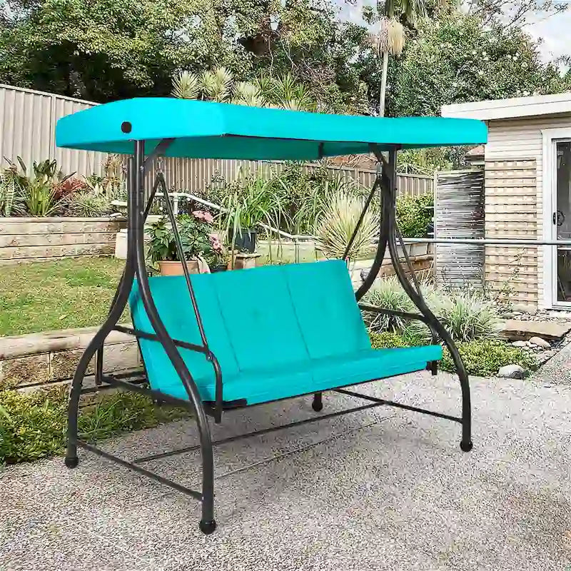 3-Seats Patio Swing Canopy Hammock Porch Swing Glider