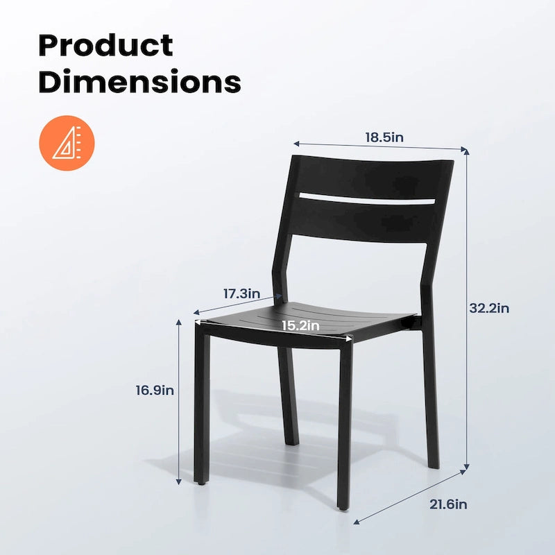 Pellebant Outdoor Stackable Aluminum Dining Chairs - 15.2 in W * 17.3 in D * 32.2 in H