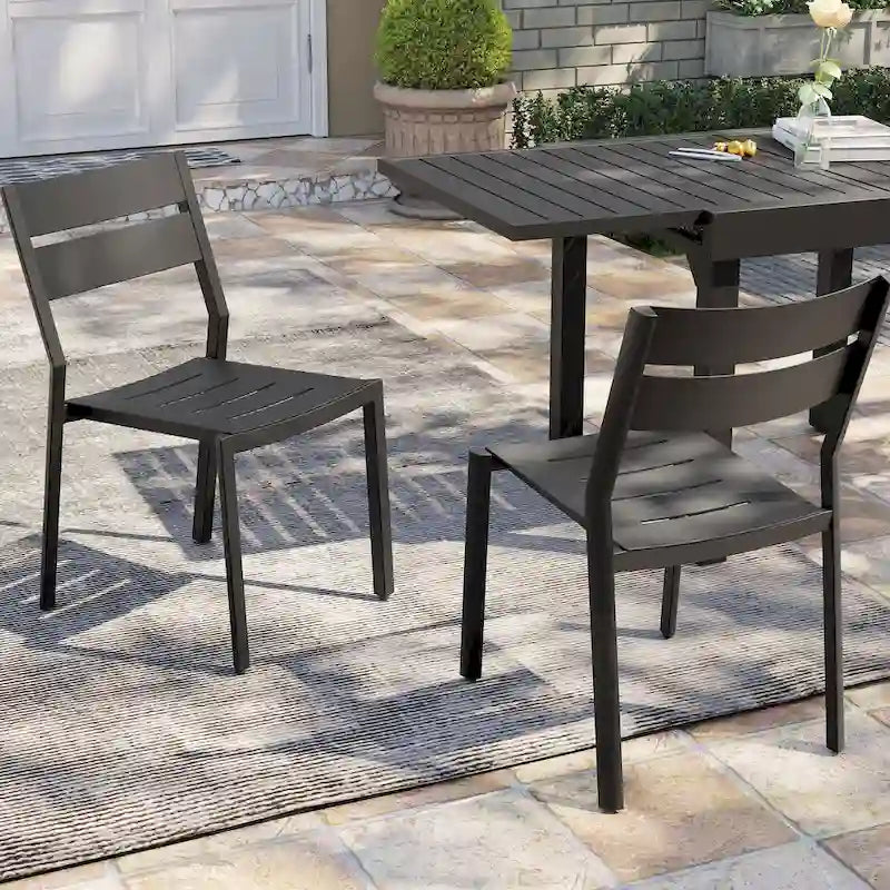Pellebant Outdoor Stackable Aluminum Dining Chairs - 15.2 in W * 17.3 in D * 32.2 in H