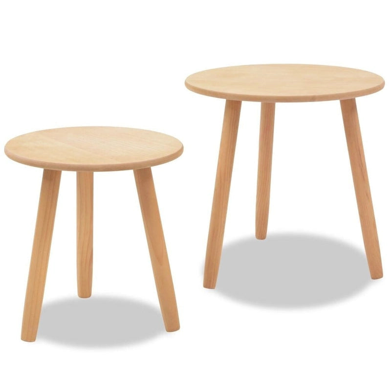 Side Table Nesting Coffee Table Set Set 2 Pieces Solid Pinewood - 18.9*18.7INCH
