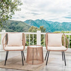 3 Piece Patio Bistro Set, Wicker Outdoor Patio Set with Coffee Side Table, Rattan Conversation Set for Balcony, Lawn, Garden