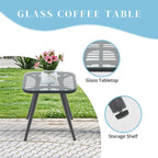 3 Piece Patio Bistro Set, Wicker Outdoor Patio Set with Coffee Side Table, Rattan Conversation Set for Balcony, Lawn, Garden