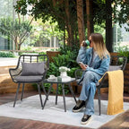 3 Piece Patio Bistro Set, Wicker Outdoor Patio Set with Coffee Side Table, Rattan Conversation Set for Balcony, Lawn, Garden