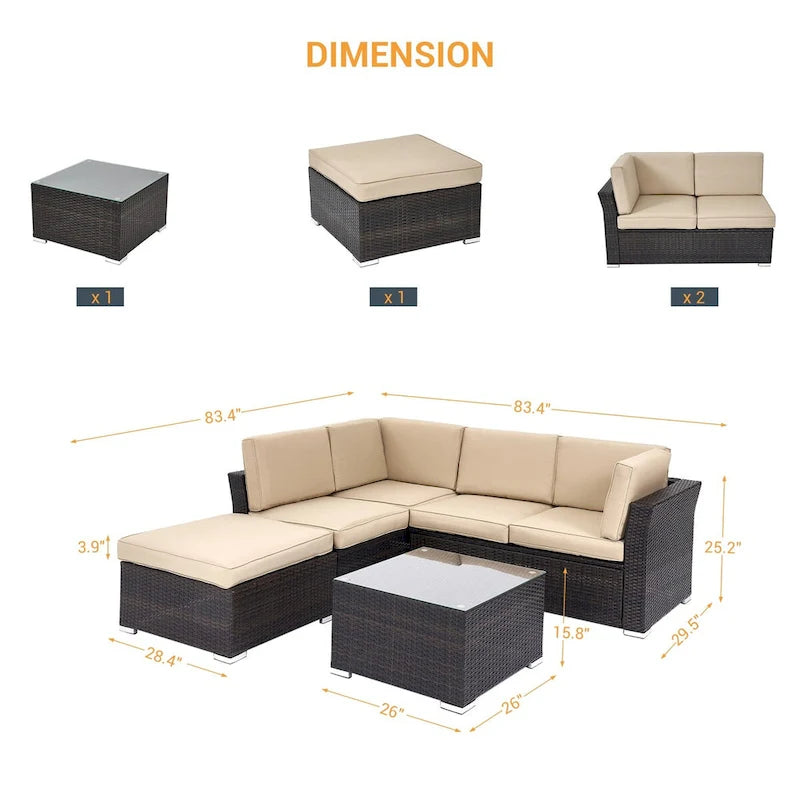 LIVOOSUN 4Pcs Rattan Wicker Conversation Patio Furniture Sets,w/Table