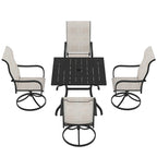 5 Piece Steel Frame Patio Dining Set, Swivel Dining Chair