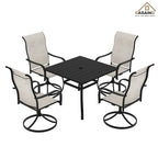 5 Piece Steel Frame Patio Dining Set, Swivel Dining Chair