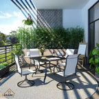 5 Piece Steel Frame Patio Dining Set, Swivel Dining Chair
