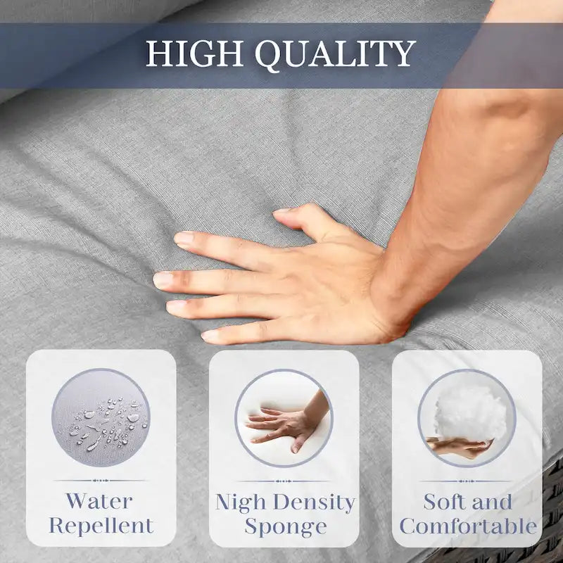 7 Piece Outdoor Sofa with Rocking Chairs and Ottomans - Brown