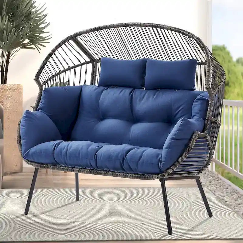 Outdoor Double Egg Chair Outdoor Basket Chairs - Light Grey