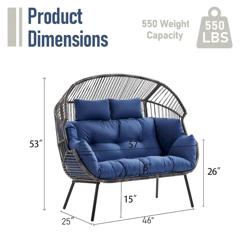Outdoor Double Egg Chair Outdoor Basket Chairs - Light Grey