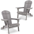 Outdoor Wooden Folding Adirondack Chair Set of 2