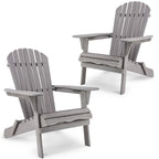 Outdoor Wooden Folding Adirondack Chair Set of 2