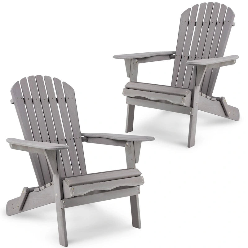 Outdoor Wooden Folding Adirondack Chair Set of 2