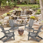 Outdoor Wooden Folding Adirondack Chair Set of 2
