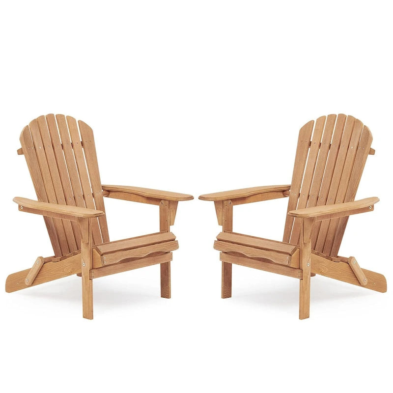 Outdoor Wooden Folding Adirondack Chair Set of 2
