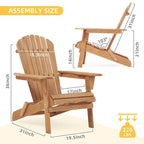 Outdoor Wooden Folding Adirondack Chair Set of 2