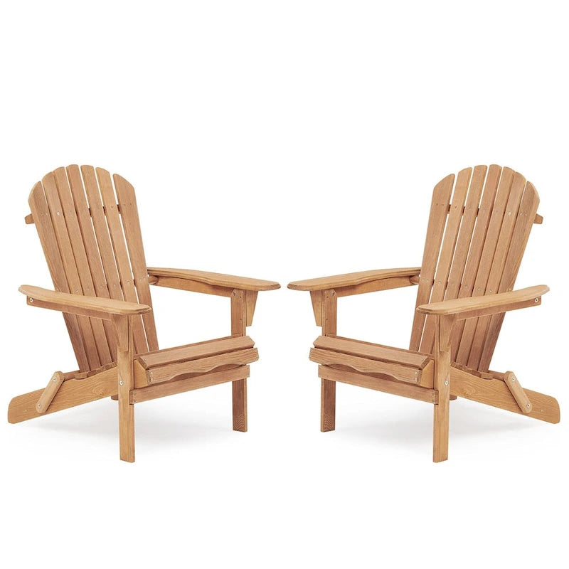 Outdoor Wooden Folding Adirondack Chair Set of 2
