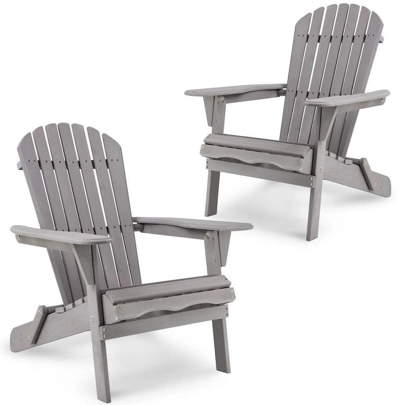 Outdoor Wooden Folding Adirondack Chair Set of 2