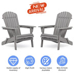 Outdoor Wooden Folding Adirondack Chair Set of 2