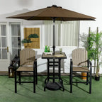 Outsunny 3 Piece Patio Bar Set, Outdoor High Top Table and Chairs Set with Umbrella Hole, Aluminum Frame Bistro Set for Lawn