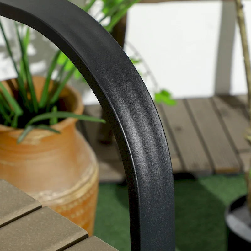 Outsunny 3 Piece Patio Bar Set, Outdoor High Top Table and Chairs Set with Umbrella Hole, Aluminum Frame Bistro Set for Lawn