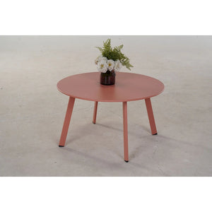 Patio Round Steel Coffee Table, Weather-Resistant Large Outside Side Table for Garden Balcony Yard - 27.6 x 27.6 x 15.8 inch