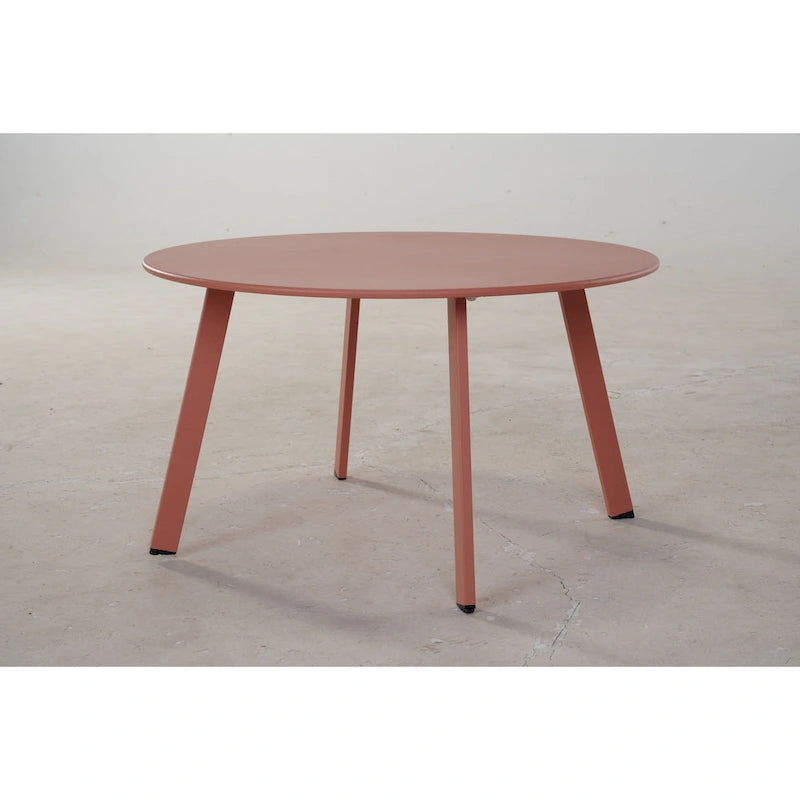 Table basse ronde en acier pour patio, grande table d'appoint extérieure résistante aux intempéries pour jardin, balcon ou cour - 70 x 70 x 40 cm
