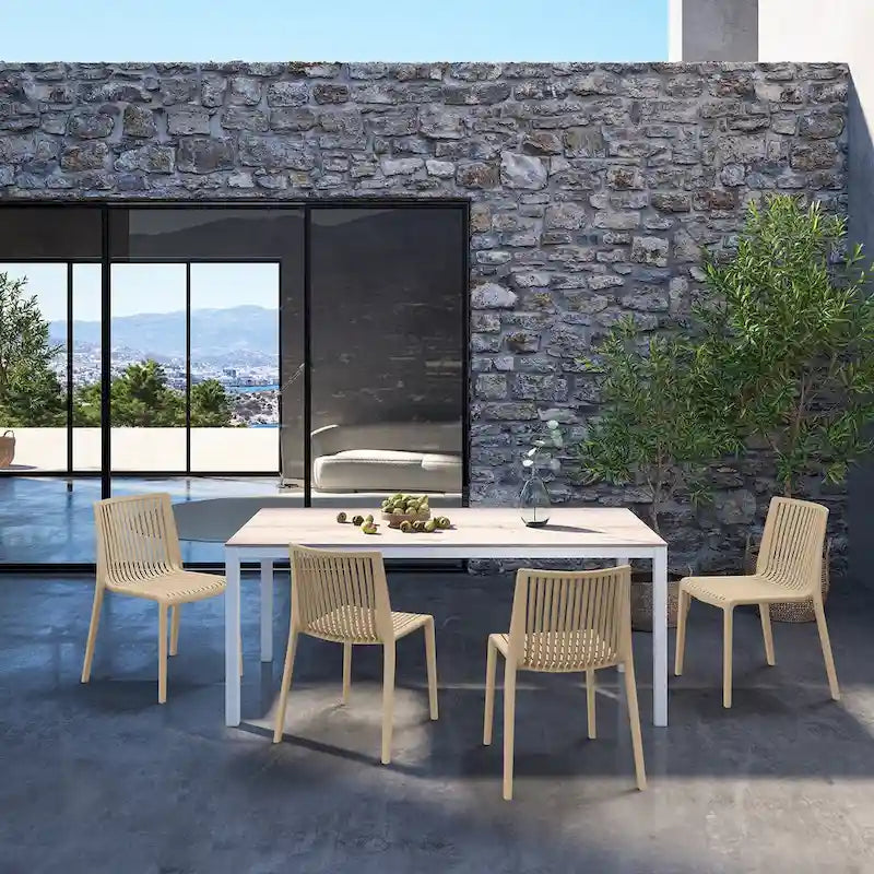 WRGHOME Modern Stacking Patio Dining Side Chair Indoor/Outdoor (Set of 2) - 32.28 H X 21.26 W X 22.04 D