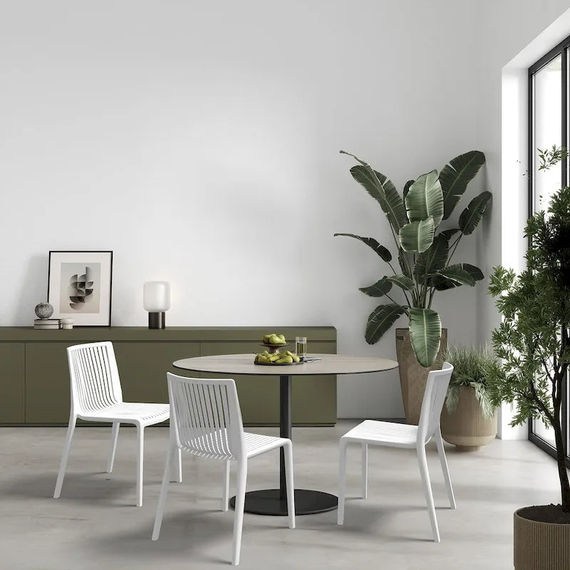 WRGHOME Modern Stacking Patio Dining Side Chair Indoor/Outdoor (Set of 2) - 32.28 H X 21.26 W X 22.04 D