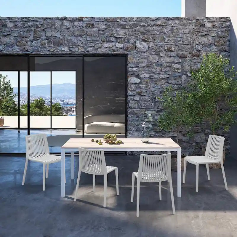 WRGHOME Modern Stacking Patio Dining Side Chair Indoor/Outdoor (Set of 2) - 32.28 H X 21.26 W X 22.04 D