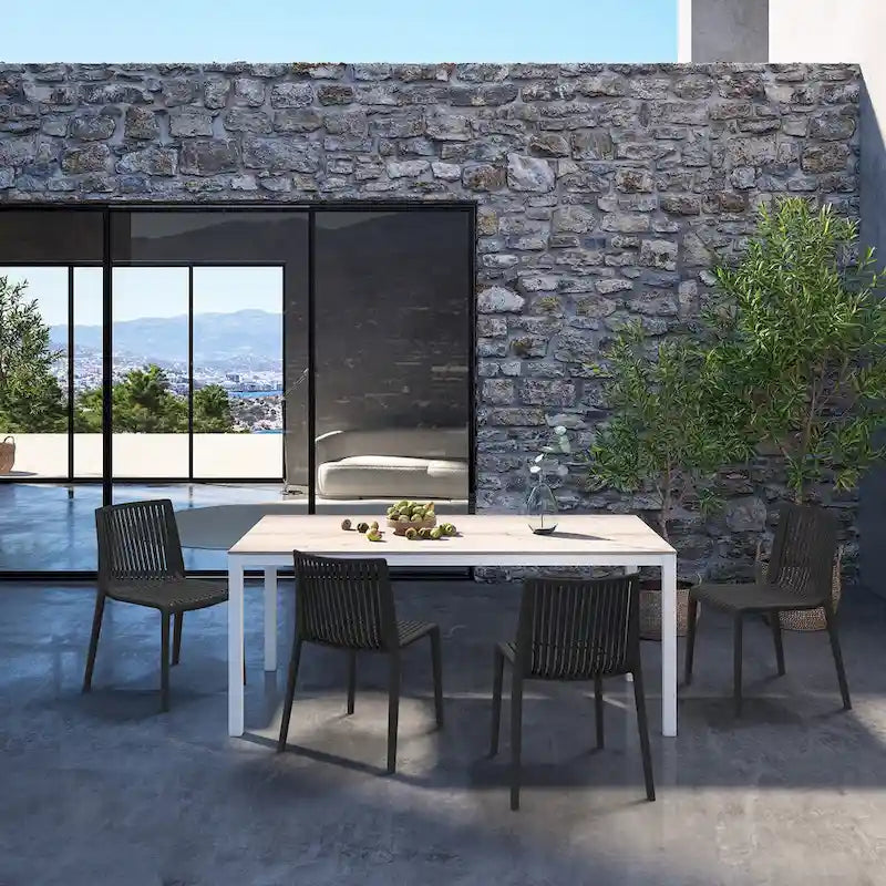 WRGHOME Modern Stacking Patio Dining Side Chair Indoor/Outdoor (Set of 2) - 32.28 H X 21.26 W X 22.04 D