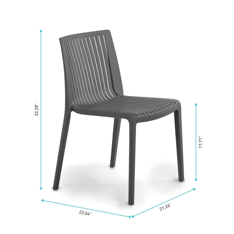 WRGHOME Modern Stacking Patio Dining Side Chair Indoor/Outdoor (Set of 2) - 32.28 H X 21.26 W X 22.04 D